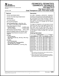 CD74HC373E datasheet:  HIGH SPEED CMOS LOGIC OCTAL TRANSPARENT LATCHES WITH 3-STATE OUTPUTS CD74HC373E