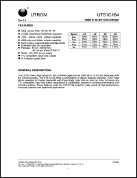 UT51C164JC-40 datasheet: Access time: 40 ns, 256 K x 16 Bit EDO DRAM UT51C164JC-40