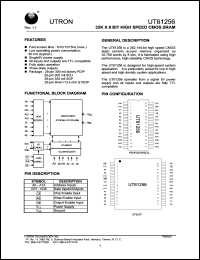 UT61256SC-15 datasheet: Access time: 15 ns, 32 K x 8 Bit high speed CMOS SRAM UT61256SC-15