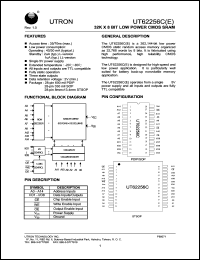 UT62256CPC-70E datasheet: Access time: 70 ns, 32 K x 8 Bit low power CMOS SRAM UT62256CPC-70E