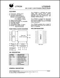 UT6264BPC-70LL datasheet: Access time: 70 ns, 8 K x 8 Bit low power CMOS SRAM UT6264BPC-70LL