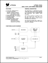 UT62L1024PC-70L datasheet: Access time: 70 ns, 128 K x 8 Bit low power CMOS SRAM UT62L1024PC-70L