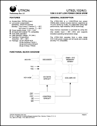 UT62L1024LC-70LLI datasheet: Access time: 70 ns, 128 K x 8 Bit low power CMOS SRAM UT62L1024LC-70LLI