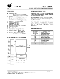 UT62L12816BS-55LE datasheet: Access time: 55 ns, 128 K x 8 Bit low power CMOS SRAM UT62L12816BS-55LE