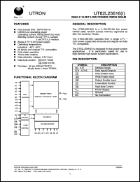 UT62L25616BS-55LI datasheet: Access time: 55 ns, 256 K x 16 Bit low power CMOS SRAM UT62L25616BS-55LI