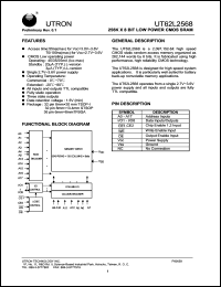 UT62L2568LC-55L datasheet: Access time: 55 ns, 256 K x 8 Bit low power CMOS SRAM UT62L2568LC-55L