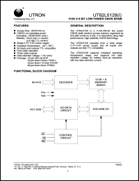 UT62L5128LS-70LLI datasheet: Access time: 70 ns, 512 K x 8 Bit low power CMOS SRAM UT62L5128LS-70LLI