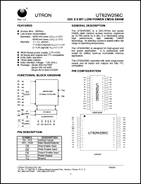 UT62W256CPC-70L datasheet: Access time: 70 ns, 32 K x 8 Bit low power CMOS SRAM UT62W256CPC-70L