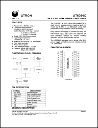 UT6264CPC-35L datasheet: Access time: 35 ns, 8 K x 8 Bit low power CMOS SRAM UT6264CPC-35L