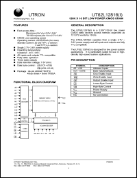 UT62L12816MC-55LLI datasheet: Access time: 55 ns, 128 K x 16 Bit low power CMOS SRAM UT62L12816MC-55LLI