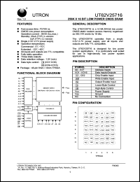 UT62V25716BS-70LE datasheet: Access time: 70 ns, 256 K x 16 Bit low power CMOS SRAM UT62V25716BS-70LE