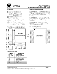 UT62V5128LS-100LLI datasheet: Access time: 100 ns, 512 K x 8 Bit low power CMOS SRAM UT62V5128LS-100LLI