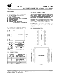 UT61L256JC-8 datasheet: Access time: 8 ns, 32 K x 8 Bit high speed low Vcc CMOS SRAM UT61L256JC-8