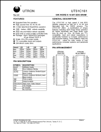 UT51C161MC-40 datasheet: Access time: 40 ns, 64 K words x 16 Bit EDO DRAM UT51C161MC-40