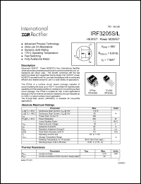 IRF3205L datasheet: HEXFET power MOSFET. VDSS = 55V, RDS(on) = 8.0 mOhm, ID = 110A IRF3205L