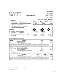 IRF3706 datasheet: HEXFET power MOSFET. VDSS = 20V, RDS(on) = 8.5 mOhm, ID = 77A IRF3706