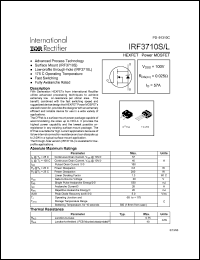 IRF3710S datasheet: HEXFET power MOSFET. VDSS = 100V, RDS(on) = 0.025 Ohm, ID = 57A IRF3710S