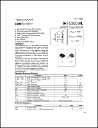 IRF5305S datasheet: HEXFET power MOSFET. VDSS = -55V, RDS(on) = 0.06 Ohm, ID = -31A IRF5305S