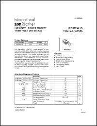 IRF5M3415 datasheet: HEXFET power MOSFET thru-hole. BVDSS = 150V, RDS(on) = 0.049 Ohm, ID = 35A IRF5M3415