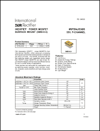 IRF5NJ5305 datasheet: HEXFET power MOSFET surface mount. BVDSS = -55V, RDS(on) = 0.065 Ohm, ID = -22A IRF5NJ5305