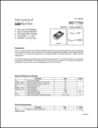 IRF7750 datasheet: HEXFET power MOSFET. VDSS = -20V, RDS(on) = 0.030 Ohm. IRF7750