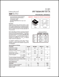 IRF7809A datasheet: HEXFET chipset for DC-DC converter. VDS = 30V, RDS(on) = 8.5mOhm IRF7809A