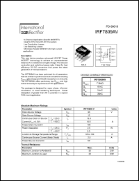 IRF7809AV datasheet: HEXFET power MOSFET. VDS = 30V, RDS(on) = 7.0mOhm IRF7809AV