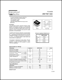 IRF7811AV datasheet: HEXFET power MOSFET. VDS = 30V, RDS(on) = 11mOhm IRF7811AV