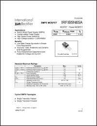 IRFIB5N65A datasheet: HEXFET power MOSFET. VDSS = 650V, RDS(on) = 0.93 Ohm, ID = 5.1 A IRFIB5N65A
