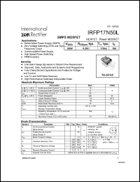 IRFP17N50L datasheet: HEXFET power MOSFET. VDSS = 500V, RDS(on) = 0.28 Ohm, ID = 16A IRFP17N50L