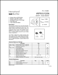 IRFU120N datasheet: HEXFET power MOSFET. VDSS = 100V, RDS(on) = 0.21 Ohm, ID = 9.4A IRFU120N