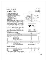 IRFR2405 datasheet: HEXFET power MOSFET. VDSS = 55V, RDS(on) = 0.016 Ohm, ID = 56A IRFR2405
