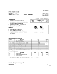 IRFR3706 datasheet: HEXFET power MOSFET. VDSS = 20V, RDS(on) = 9.0mOhm, ID = 75A IRFR3706