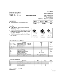 IRFSL38N20D datasheet: HEXFET power MOSFET. VDSS = 200V, RDS(on) = 0.054 Ohm, ID = 44A IRFSL38N20D