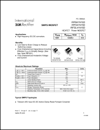 IRFSL41N15D datasheet: HEXFET power MOSFET. VDSS = 150V, RDS(on) = 0.045 Ohm, ID = 41A IRFSL41N15D