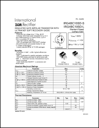 IRG4BC10SD-S datasheet: Insulated gate bipolar transistor with ultrafast soft recovery diode. VCES = 600V, VCE(on)typ. = 1.10V @ VGE = 15V, IC = 2.0A IRG4BC10SD-S