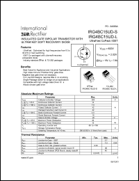 IRG4BC15UD-S datasheet: Insulated gate bipolar transistor with ultrafast soft recovery diode. VCES = 600V, VCE(on)typ. = 2.02V @ VGE = 15V, IC = 7.8A IRG4BC15UD-S