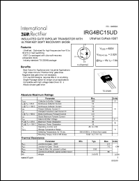 IRG4BC15UD datasheet: Insulated gate bipolar transistor with ultrafast soft recovery diode. VCES = 600V, VCE(on)typ. = 2.02V @ VGE = 15V, IC = 7.8A IRG4BC15UD