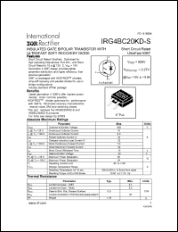 IRG4BC20KD-S datasheet: Insulated gate bipolar transistor with ultrafast soft recovery diode. VCES = 600V, VCE(on)typ. = 2.27V @ VGE = 15V, IC = 9.0A IRG4BC20KD-S