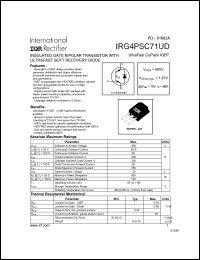 IRG4PSC71UD datasheet: Insulated gate bipolar transistor with ultrafast soft recovery diode. VCES = 600V, VCE(on)typ. = 1.67V @ VGE = 15V, IC = 60A IRG4PSC71UD