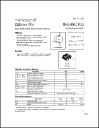 IRG4RC10U datasheet: Insulated gate bipolar transistor. VCES = 600V, VCE(on)typ. = 2.15V @ VGE = 15V, IC = 5.0A IRG4RC10U