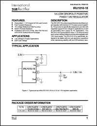 IRU1010-18CY datasheet: 1A low dropout positive fixed 1.8V regulator IRU1010-18CY