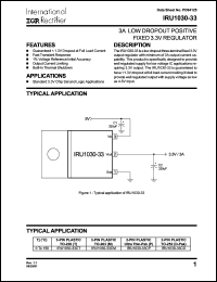 IRU1030-33CT datasheet: 3A low dropout positive fixed 3.3V regulator IRU1030-33CT