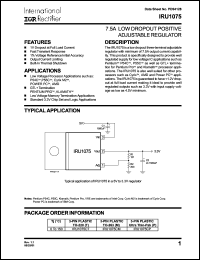 IRU1075CP datasheet: 7.5A low dropout positive adjustable regulator IRU1075CP