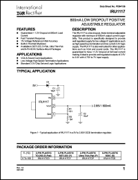 IRU1117CY datasheet: 800mA low dropout positive adjustable regulator IRU1117CY