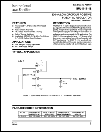 IRU1117-18CS datasheet: 800mA low dropout positive fixed 1.8V regulator IRU1117-18CS