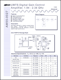 AM55-0027TR datasheet: 1.94-2.34 GHz, UMTS digital gain control amplifier AM55-0027TR