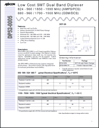 DP52-0005 datasheet: Low cost SMT dual band diplexer DP52-0005