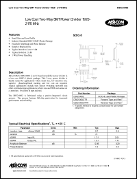 DS52-0002-RTR datasheet: 1920-2170 MHz, Low cost two-way SMT  power divider DS52-0002-RTR