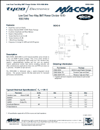 DS52-0004 datasheet: 1510-1660 MHz, Low cost two-way SMT  power divider DS52-0004